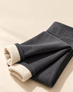 Everyday Fleece folded charcoal leggings with turned-back cream fleece cuffs